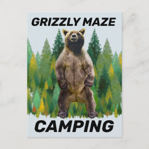 TARJETAS POSTTALES DE CAMPING DE OSO MAZO GRIZADO
