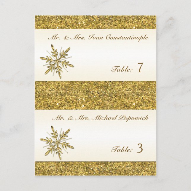 Tarjetas preimpresas de copo de nieve Purpurina de (Anverso)