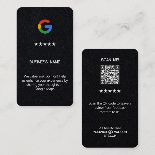 Tarjetas Premium de Google Review (Anverso / Reverso)