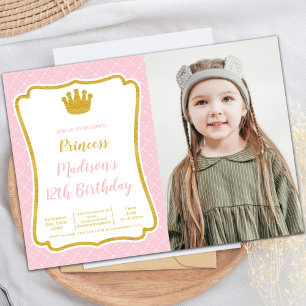 Tarjetas Princesa Crown de Fram Rosa con foto