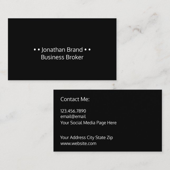 Tarjetas profesionales de Business Broker (Anverso / Reverso)