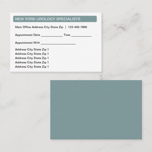 Tarjetas profesionales de citas de ubicación múlti (Anverso / Reverso)