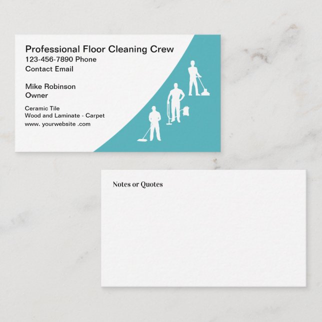 Tarjetas profesionales de limpieza de pisos (Anverso / Reverso)