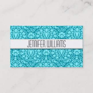 Tarjetas profesionales modernas Aqua Damask