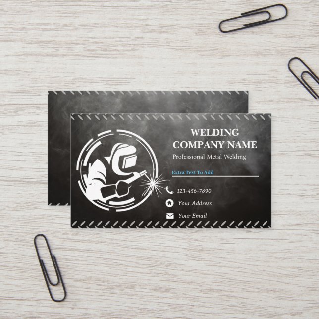 Tarjetas profesionales para soldadura en negro (Anverso/Reverso In Situ)