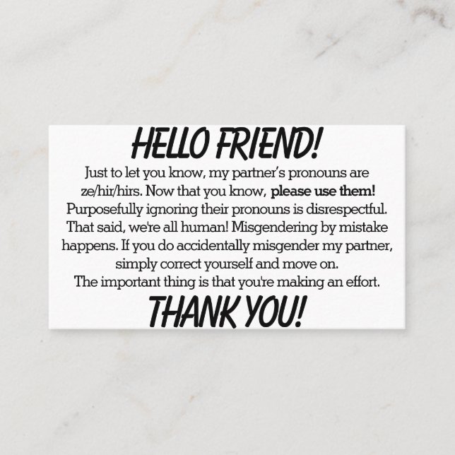 Tarjetas Pronoun (ze/hir partner) (Anverso)