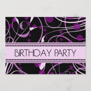 Tarjetas púrpuras de la invitación de la fiesta de