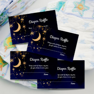 Tarjetas Raffle De Baby Shower Diaper Moon And Sta