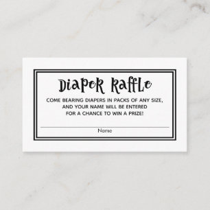 Tarjetas Raffle de pañales Baby Shower en blanco y