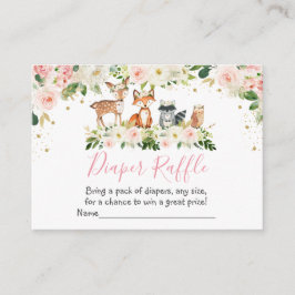Tarjetas Raffle de pañales florales para chica Woo