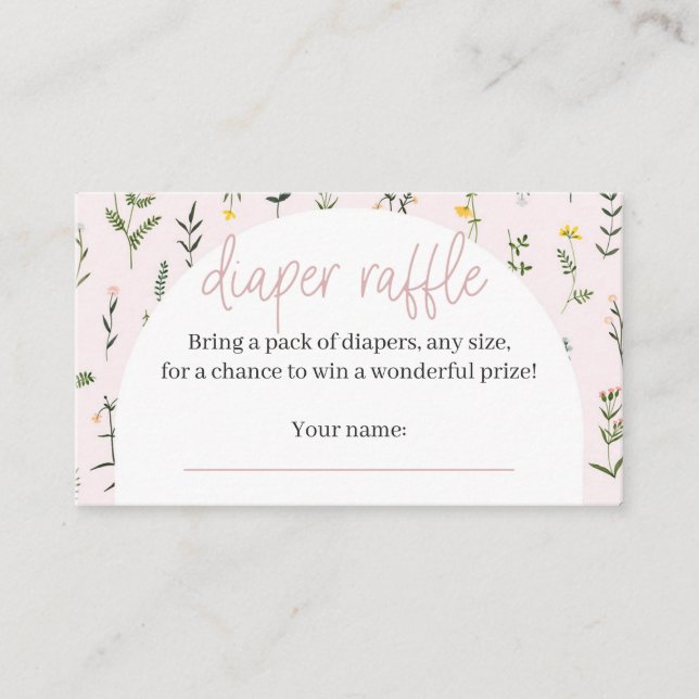 Tarjetas Raffle Diaper Baby Shower de Flor Silvest (Anverso)