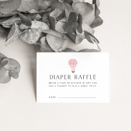 Tarjetas Raffle Diaper de Baby Shower | Globo rosa