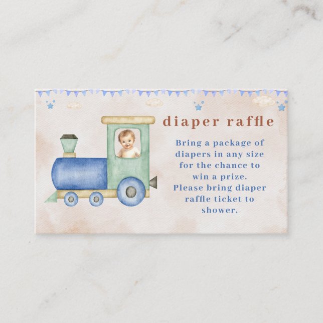 Tarjetas Raffle Diaper de Tren | Tren Baby Shower (Anverso)