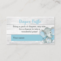 Tarjetas Raffle Diaper para niños elefantes