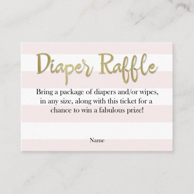 Tarjetas Raffle Rubor de pañales rosados y dorados (Anverso)