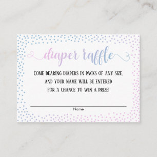 Tarjetas Raffles de pañales de confetti azul y ros
