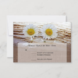 Tarjetas Rastic Daisies Burlap Print Wedding RSVP