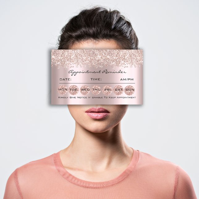 Tarjetas recordatorias de cita maquillan Rosa de p (Appointment Reminder Cards Makeup Lash Brows Rose)