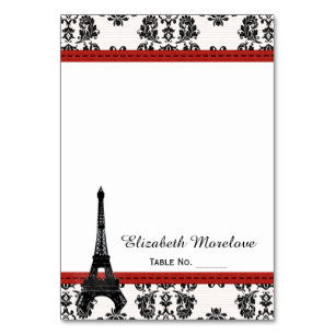 Tarjetas RED Damask Eiffel Tower Tent Place