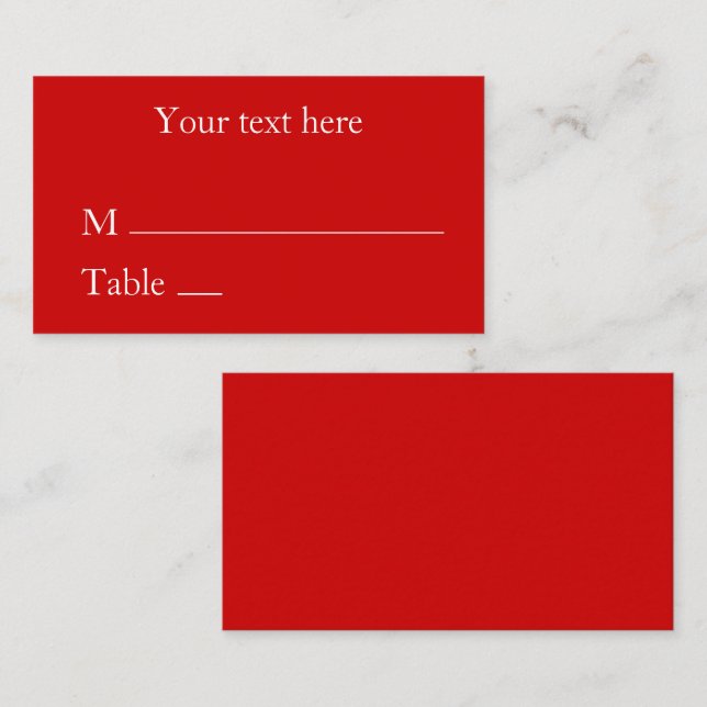 Tarjetas Red Place / Tarjetas Name (Anverso / Reverso)