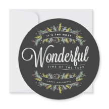 Tarjetas Redondas de Fotos Navideñas con Ramas de 