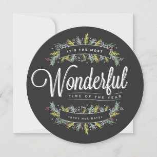 Tarjetas Redondas de Fotos Navideñas con Ramas de 