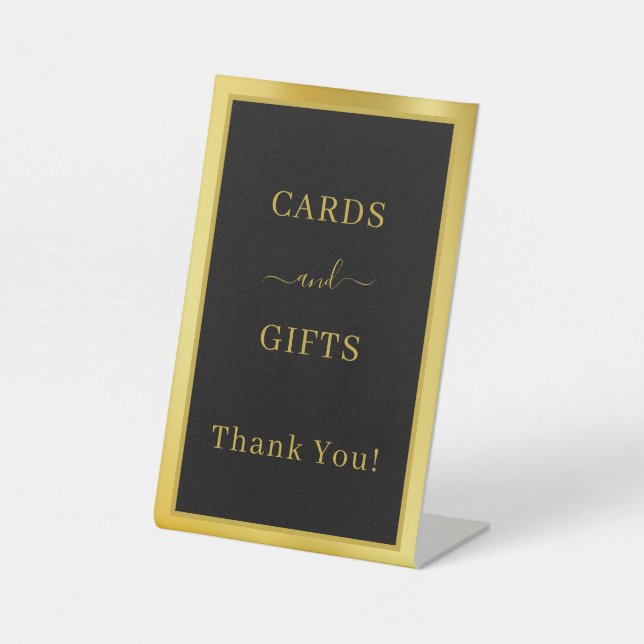 Tarjetas regalos negro fiesta dorado señal de (Anverso)