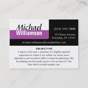 Tarjetas RESUME en blanco y morado negro