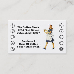 Tarjetas Retro Business Punch Diner feliz camarera