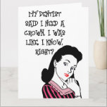 TARJETAS RETRO FUNNY QUEEN BIRTHDAY FRIEND GREETIN<br><div class="desc">TARJETA DE CUMPLEAÑOS DE FUNNY RETRO PARA MUJER "REINA"</div>