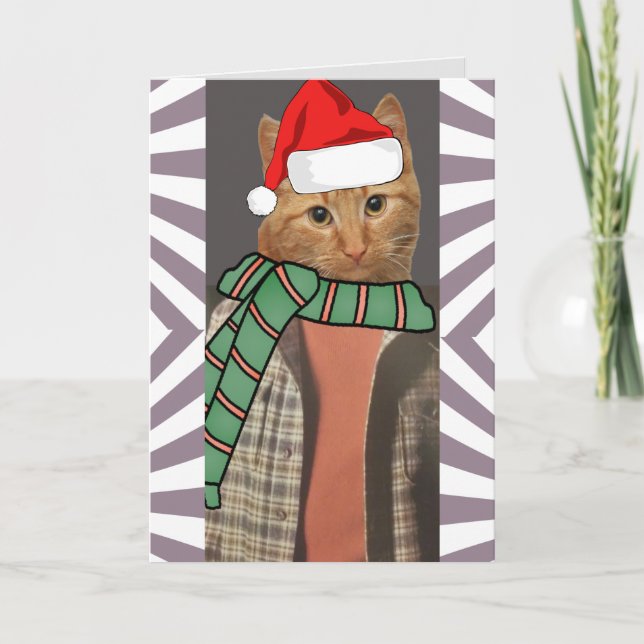 TARJETAS RETRO RED GINGER CAT FUNNY NAVIDADES DE L (Anverso)