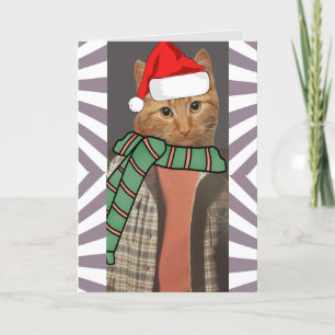 TARJETAS RETRO RED GINGER CAT FUNNY NAVIDADES DE L
