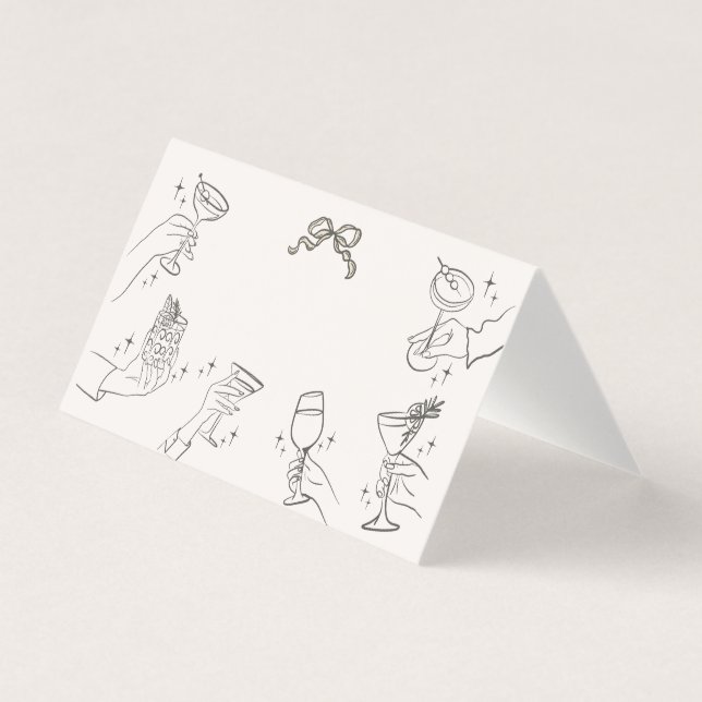 Tarjetas Retro Table Place Fiesta de cócteles Beig (Anverso)