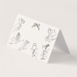 Tarjetas Retro Table Place Fiesta de cócteles Beig