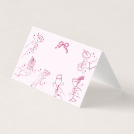 Tarjetas Retro Table Place Fiesta de cócteles Rosa