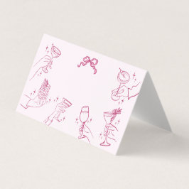 Tarjetas Retro Table Place Fiesta de cócteles Rosa