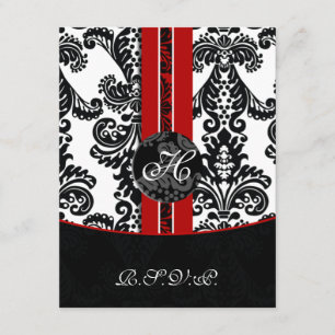 tarjetas rojas del rsvp del damasco del monograma