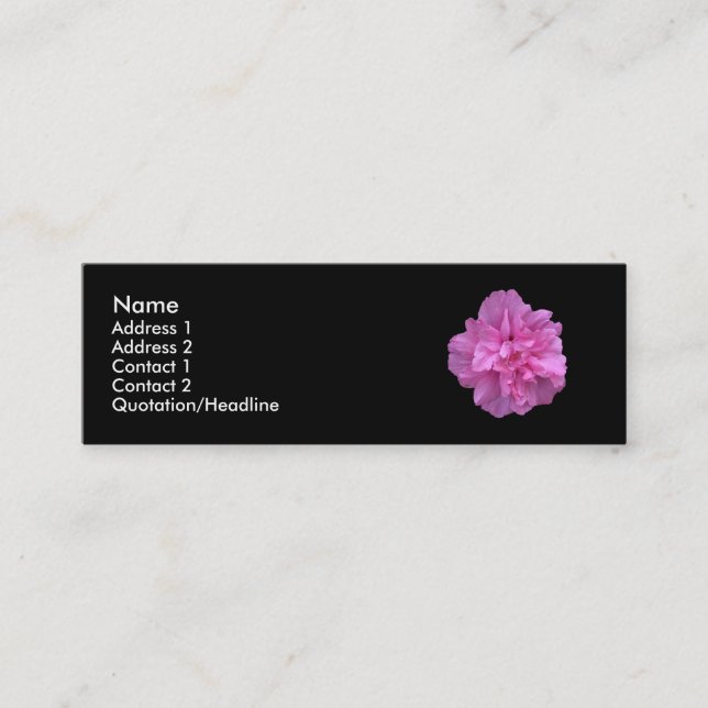 Tarjetas rosadas del perfil de la flor (Anverso)