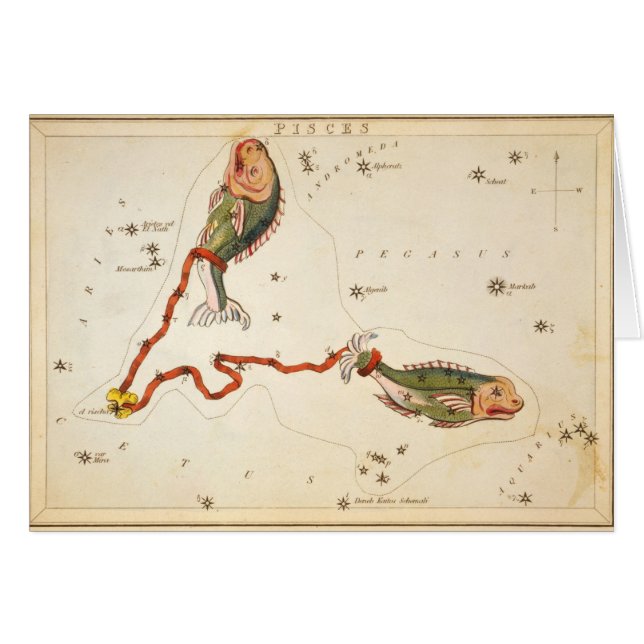 Tarjetas "Rótulo zodiaco": Pisces (Anverso (Horizontal))