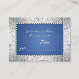 Tarjetas Royal Blue and Silver Swirt Table Place