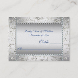 Tarjetas Royal Blue and Silver Swirt Table Place