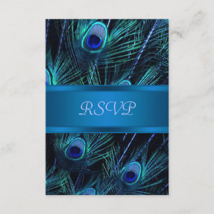 Tarjetas Royal Blue Purple Peacock Wedding RSVP