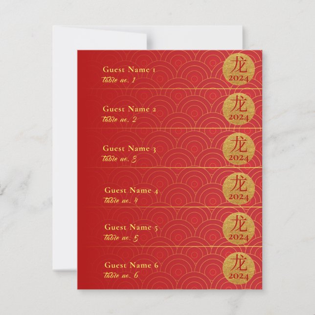 Tarjetas Royal Red Gold Chinas Lunes Año Nuevo (Anverso)