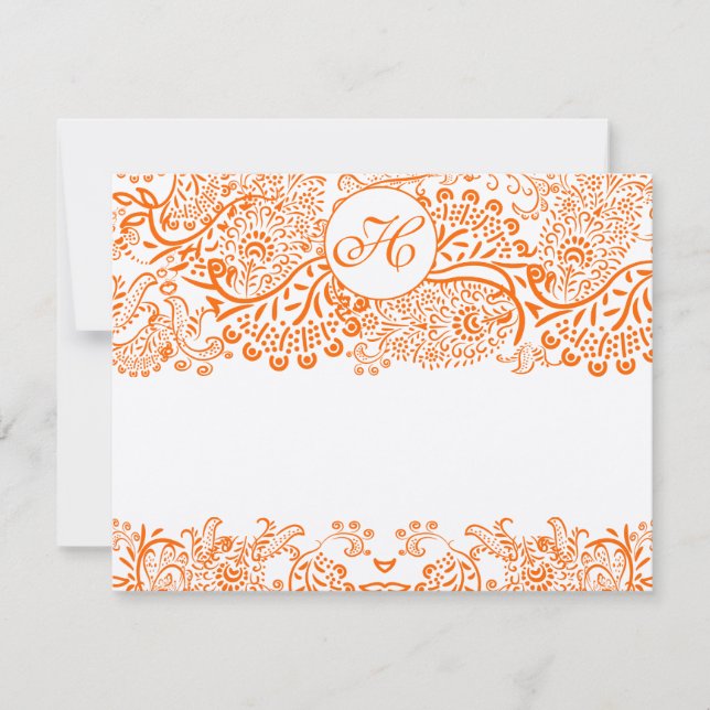 Tarjetas RSVP-Amo Aves Naranja Coral Whimsical (Anverso)