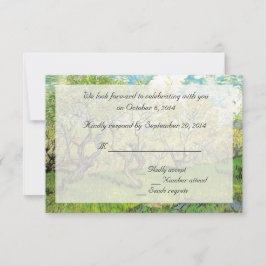 Tarjetas RSVP antiguas. Orchard en flor