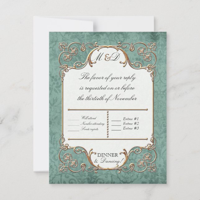 Tarjetas RSVP Art Nouveau Roaring Deco Style de lo (Anverso)