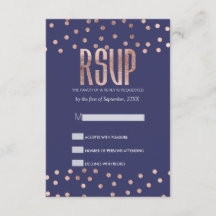 Tarjetas RSVP azules de la Marina de Rosa con punt