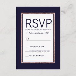 Tarjetas RSVP Azules de la Marina Dorada Simple Ro