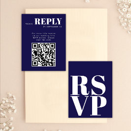 Tarjetas RSVP azules de la marina para código QR B