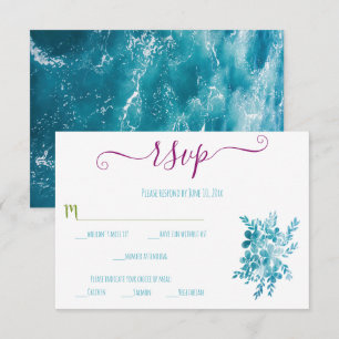Tarjetas RSVP Blue Floral Ocean